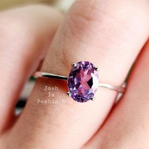 1.16 ct. natural oval amethyst ring in 925 sterling silver
